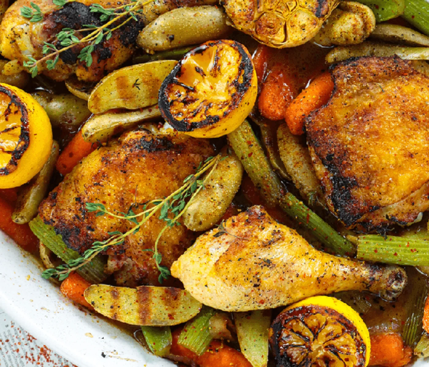 Lemon Garlic Chicken with Caramelized Roasted Veggies